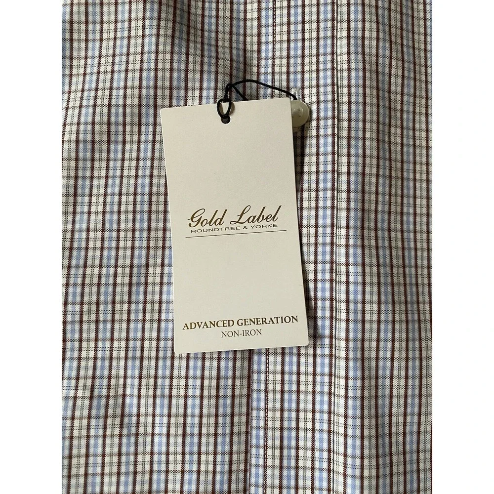 Roundtree &‎ Yorke Gold Label Men's Small 141/2 X 32 Button Up Gingham Shirt - Picture 2 of 12